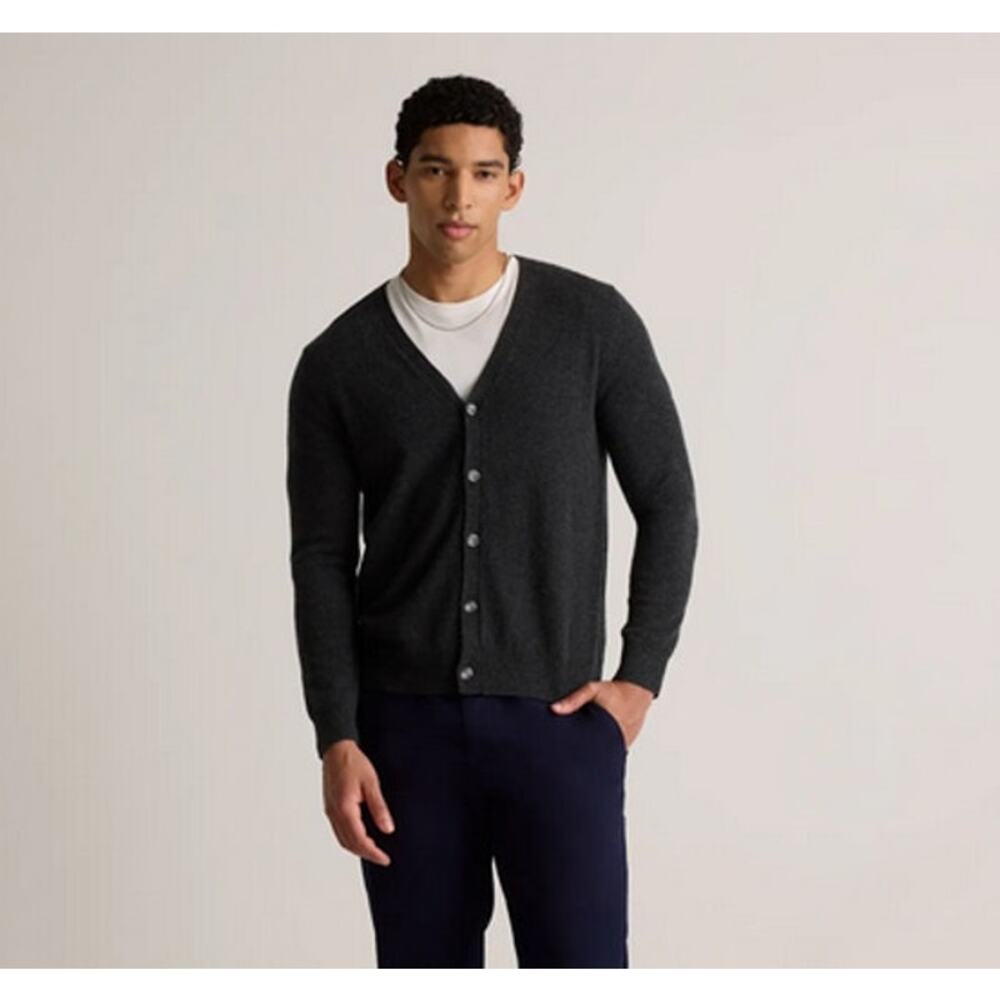 Quince Mens Cashmere Cardigan Sweater Charcoal Size M NWOT